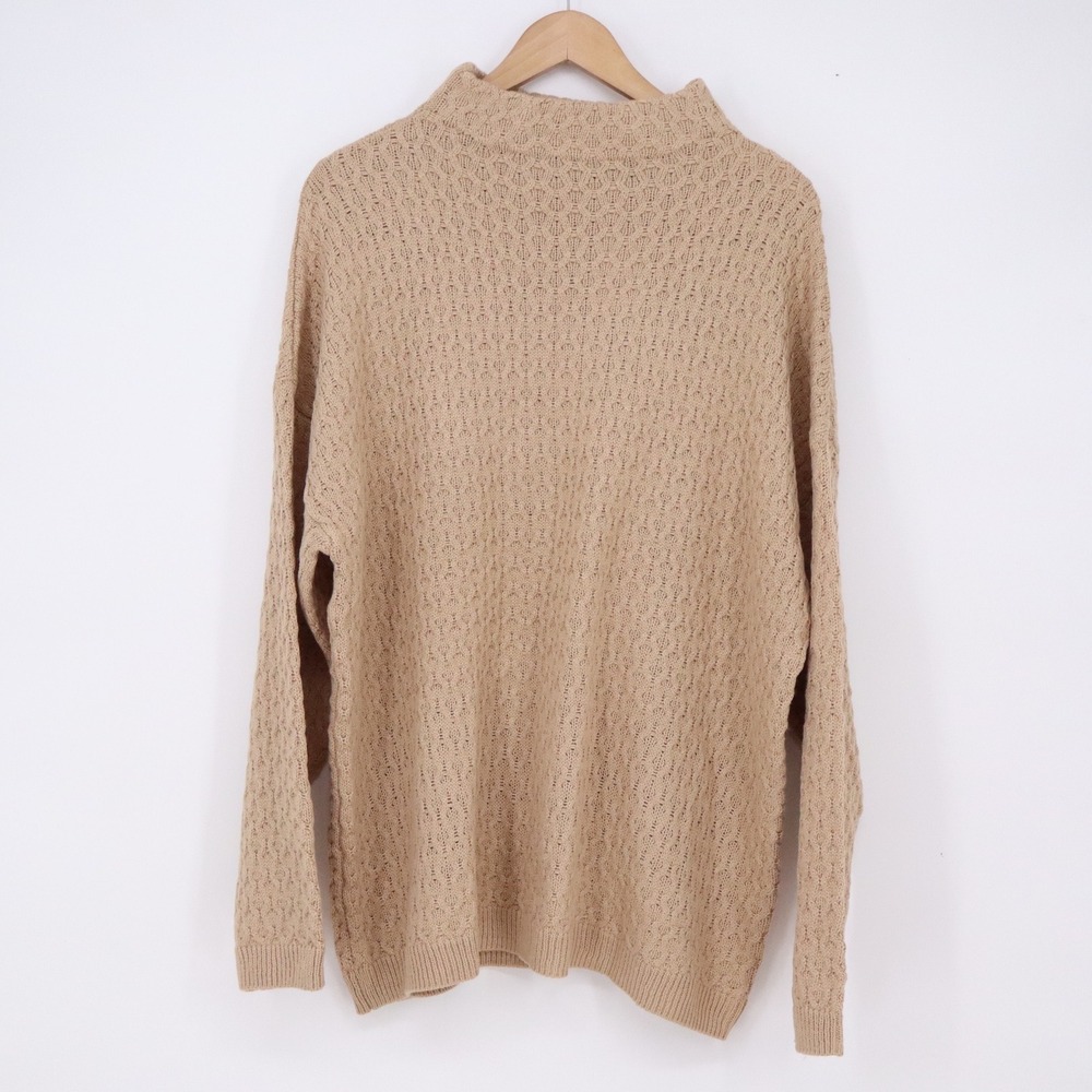 Preswick & Moore Sweater Womens 2X Tan Mock Neck Textured Knit NWT